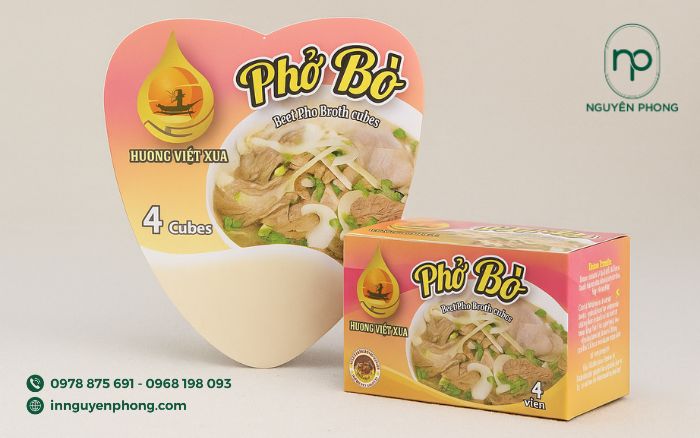 in hộp giấy đựng cốt phở bò cô đặc theo số lượng yêu cầu